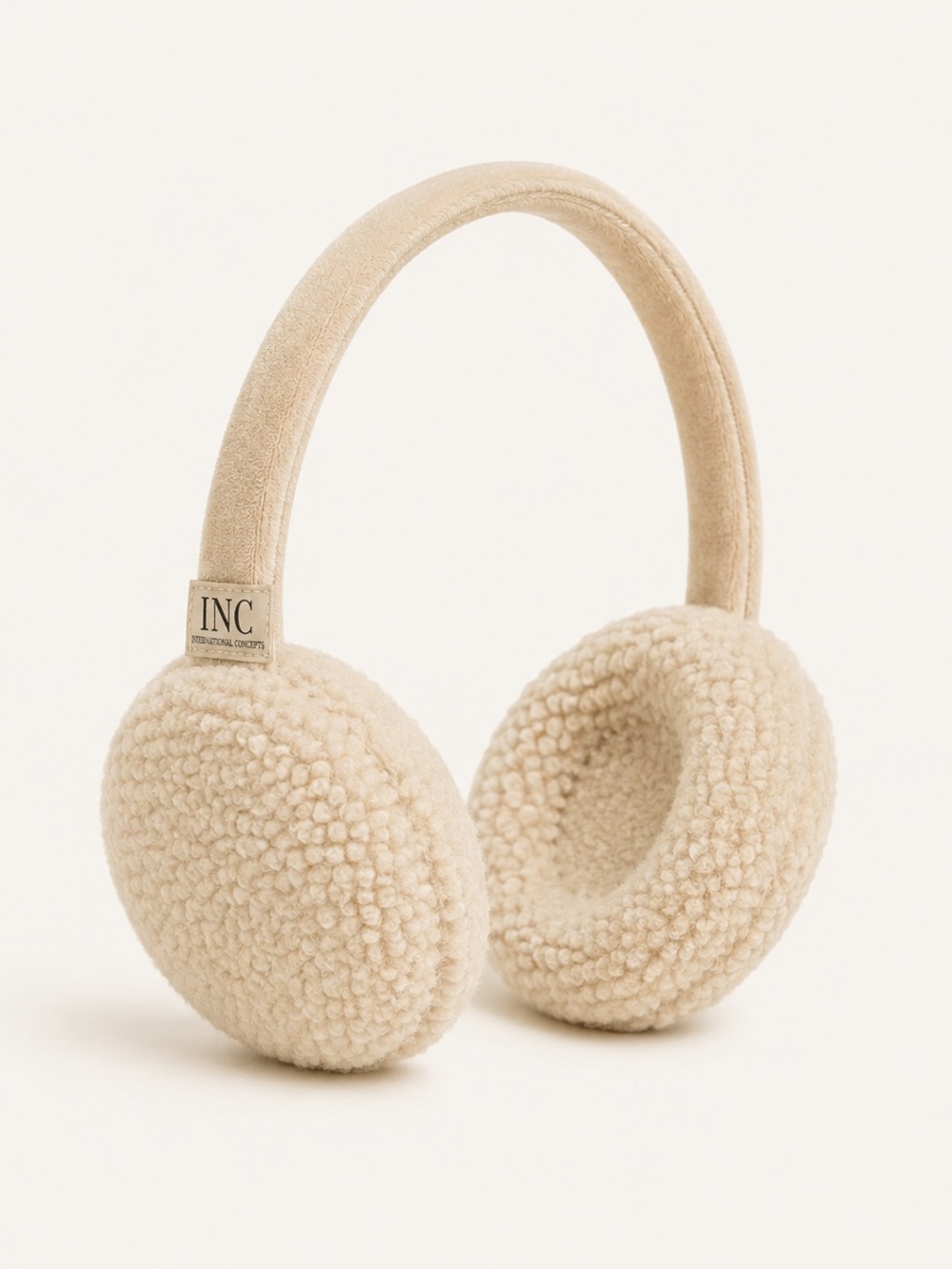 INC International Concepts Ivory Teddy Sherpa Earmuffs One Size